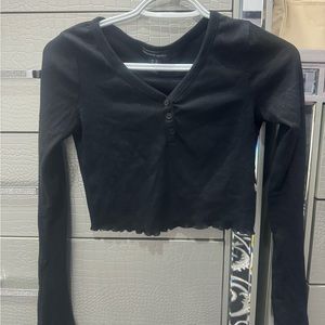 black ribbed crop top w/ buttons